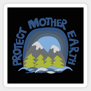 Protect Mother Earth Illustrated Mountain Climate Change Ambassador Sticker